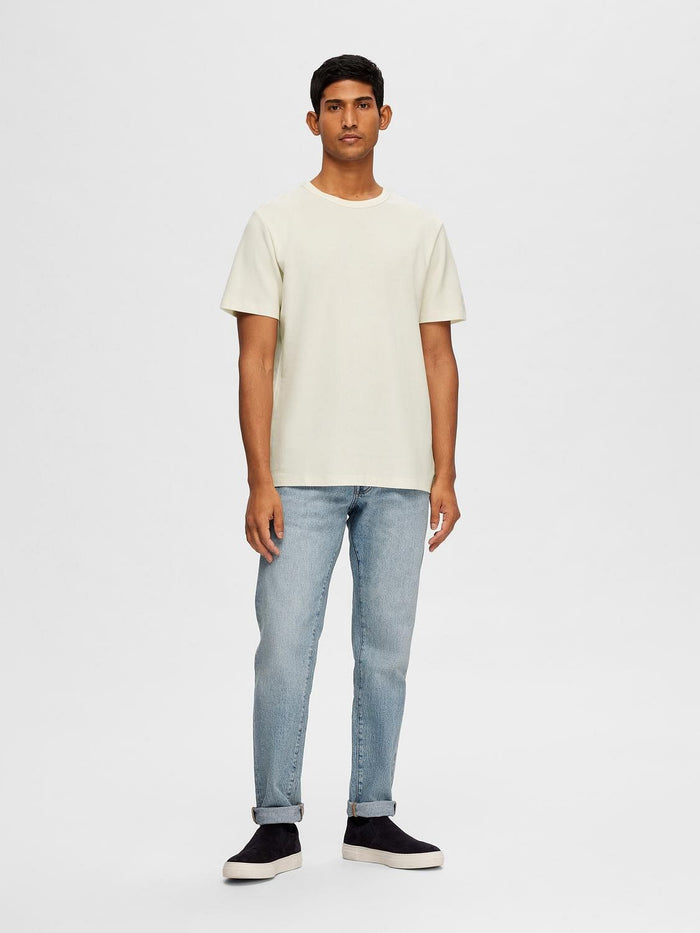 White Pique Crew Neck T-shirt