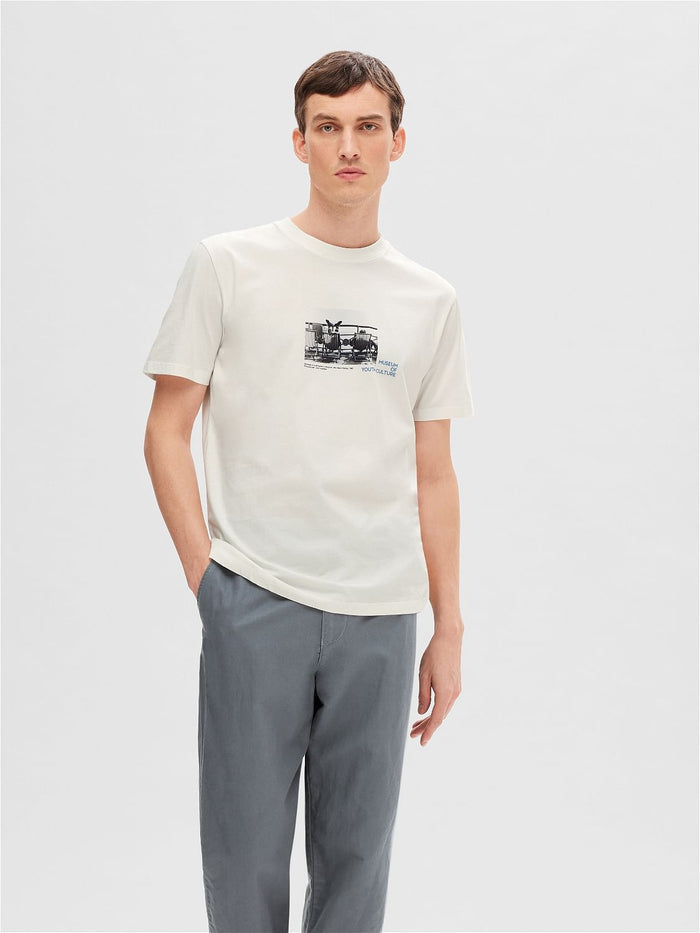 White Printed Crew Neck T-shirt