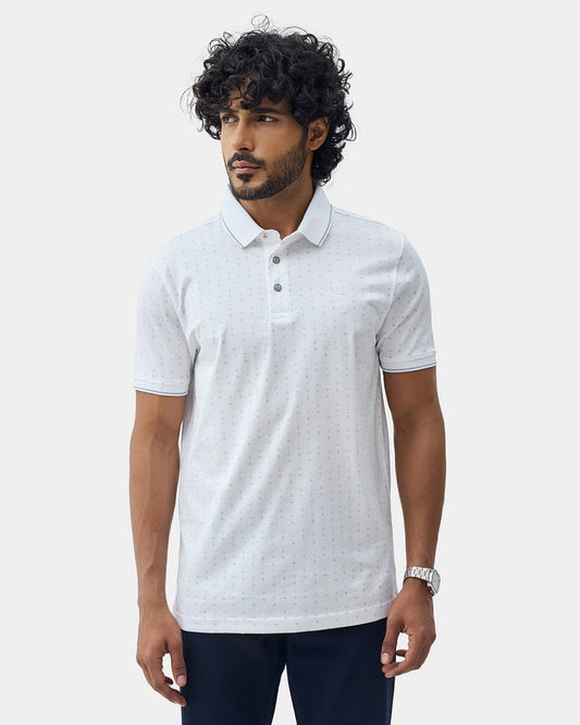 White Printed Polo - Kima