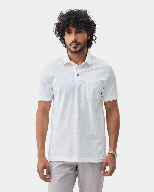 White Printed Polo - Kima