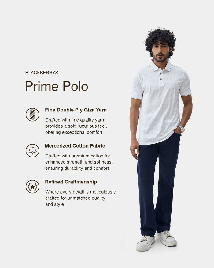 White Printed Polo - Kima