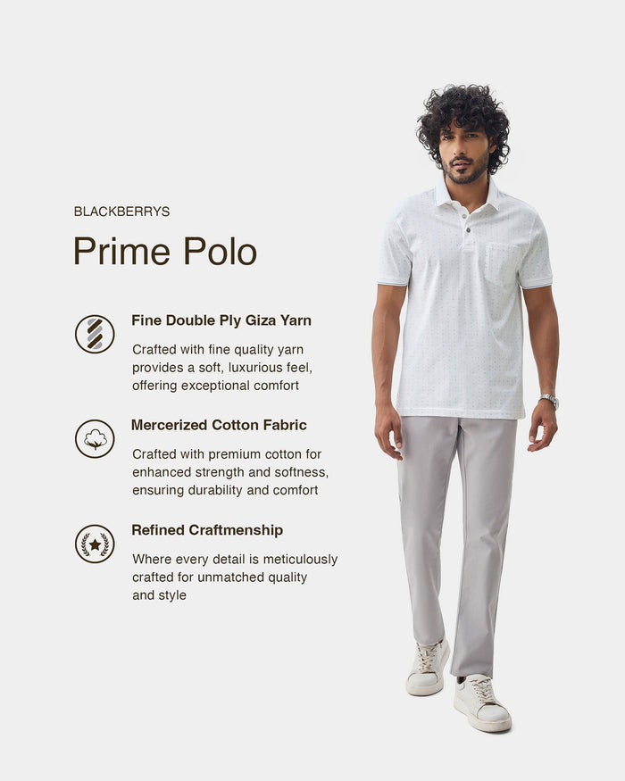 White Printed Polo - Kima
