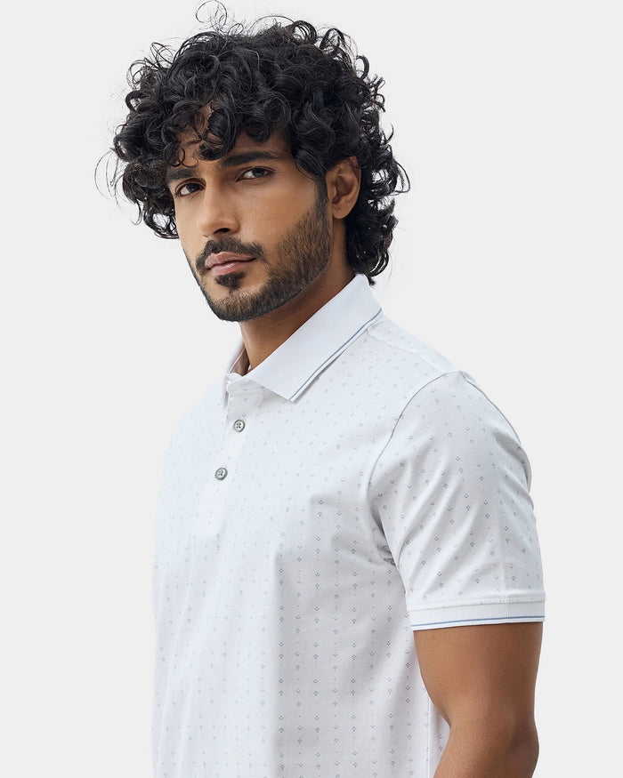 White Printed Polo - Kima