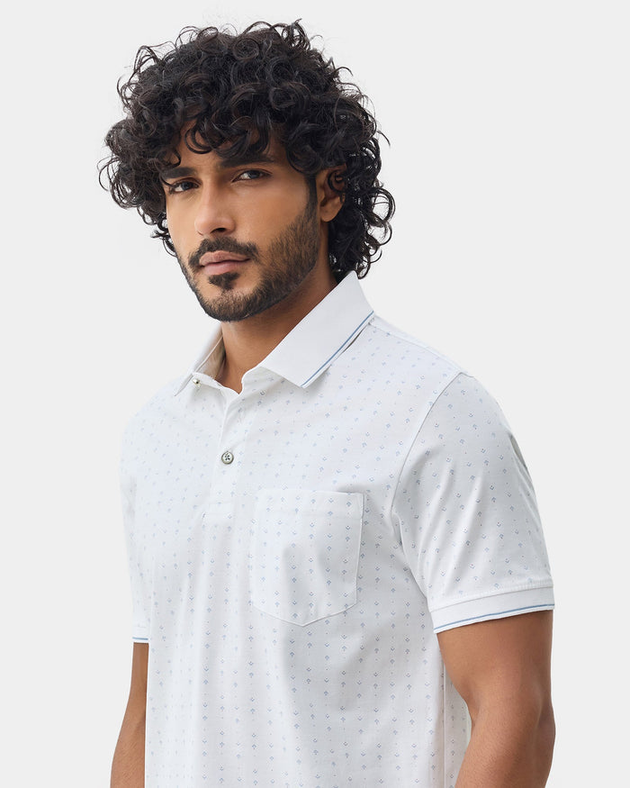White Printed Polo - Kima