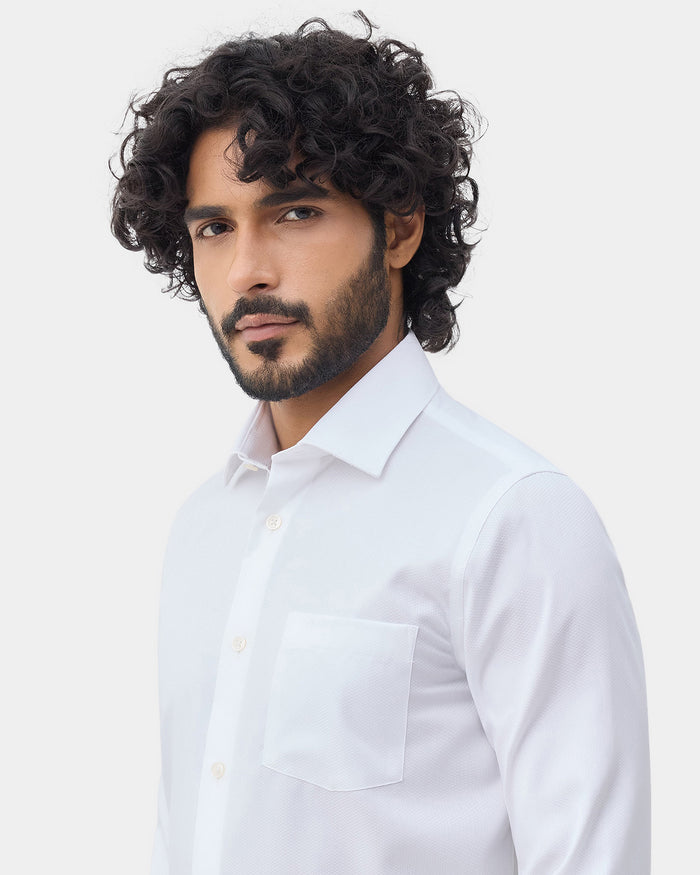 White Unwrinkle Textured Shirt - P31