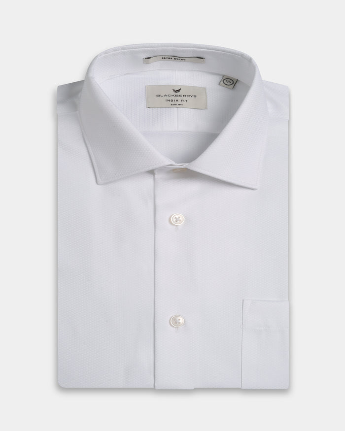 White Unwrinkle Textured Shirt - P31