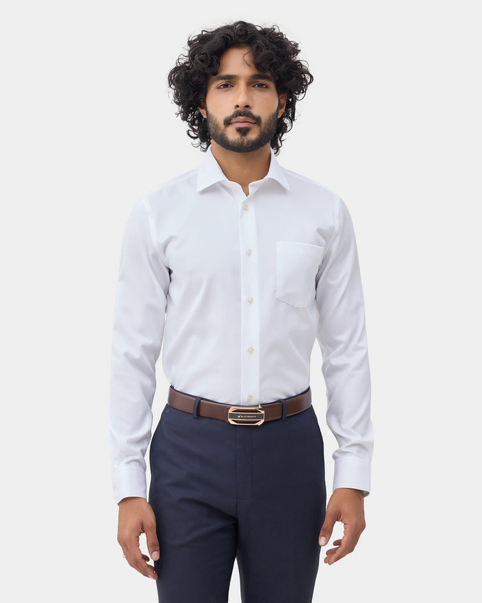 White Unwrinkle Textured Shirt - P31