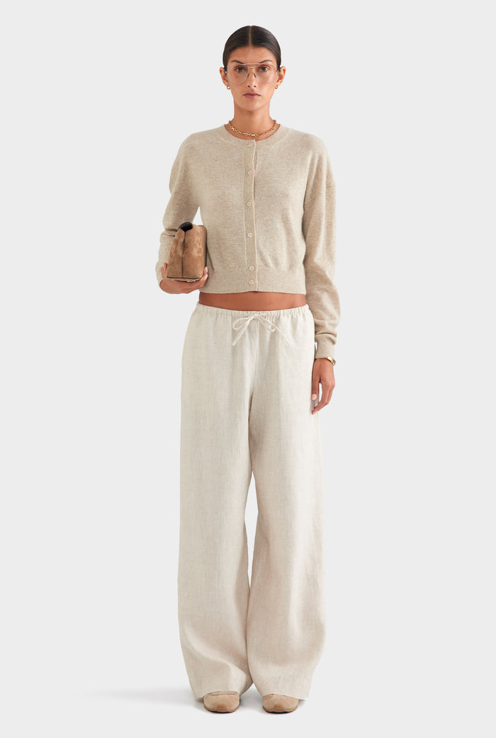 Wide Leg Linen Pant - Sand