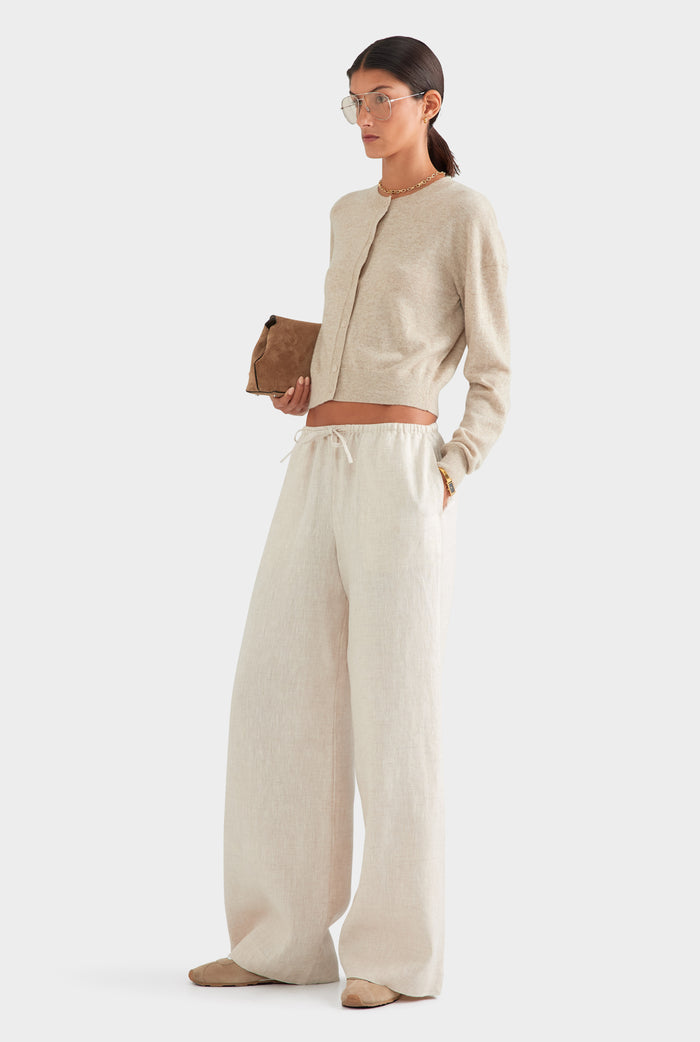 Wide Leg Linen Pant - Sand