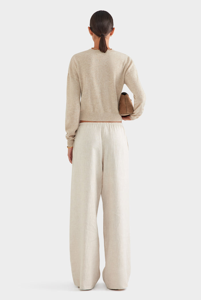 Wide Leg Linen Pant - Sand