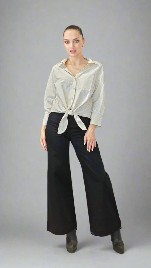 Women’s Peruvian Cotton Front Tie Button-Down Blouse – Black or Beige Shirts & Tops rn-image_picker_lib_temp_eb5f987e-964f-42f1-a0e2-c77b7db505ab