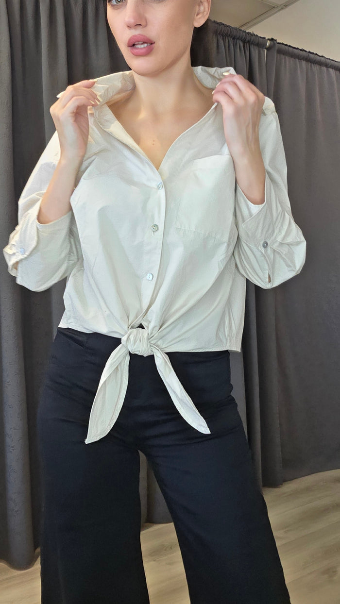 Women’s Peruvian Cotton Front Tie Button-Down Blouse – Black or Beige Shirts & Tops rn-image_picker_lib_temp_34df84ac-1eaf-4bd3-b6bd-836d15cf1400