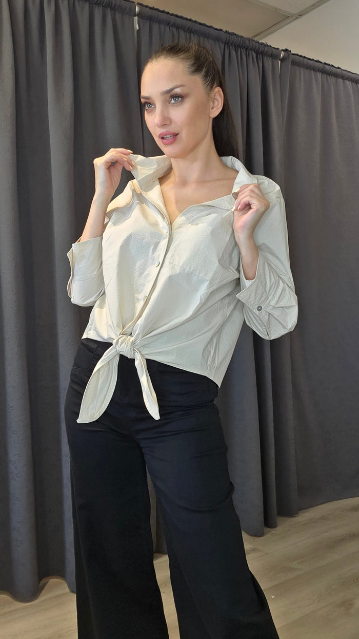 Women’s Peruvian Cotton Front Tie Button-Down Blouse – Black or Beige Shirts & Tops rn-image_picker_lib_temp_ff3b7cb8-7f1d-4d3a-801e-afcaa7bbea06