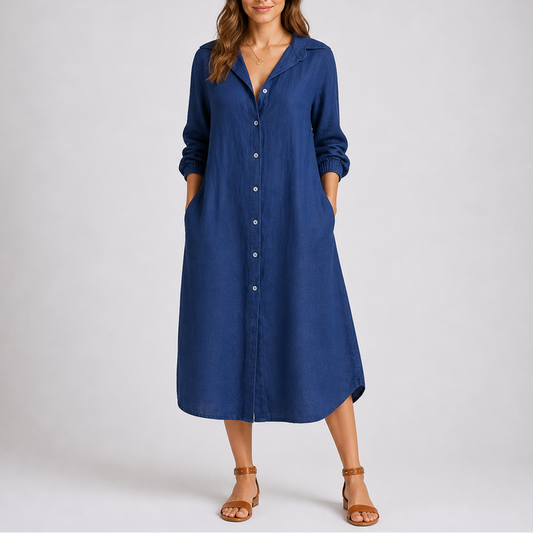 Women’s Summer Shirt Dress with Button Front and Relaxed Fit