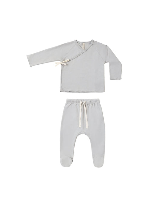 Wrap Top + Footed Pant Set ll Cloud