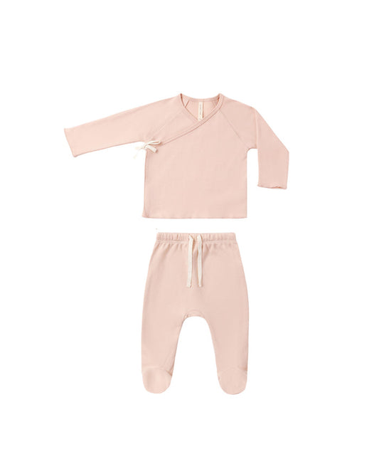 Wrap Top + Footed Pant Set ll Dusty Rose