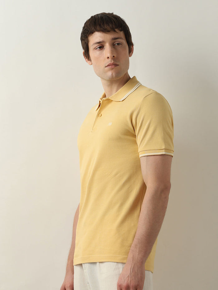 Yellow Contrast Tipping Polo T-shirt