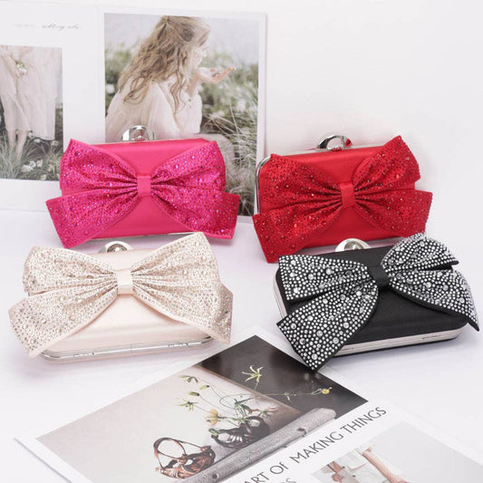 Z Clutch- Rhinestone Bow Hard Case Clutch