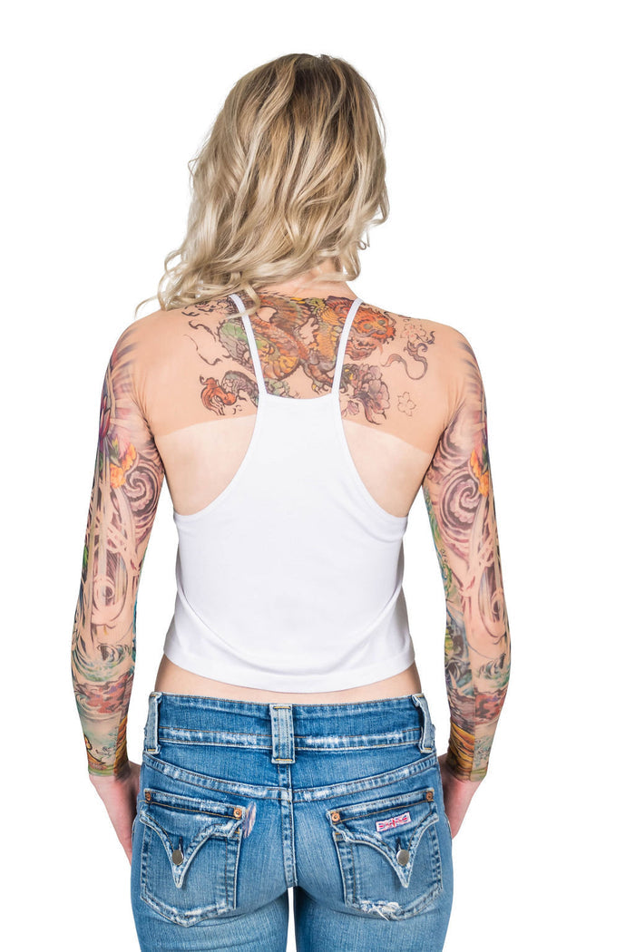 Zen Dragon and Hamsa Eye Tattoo Shrug