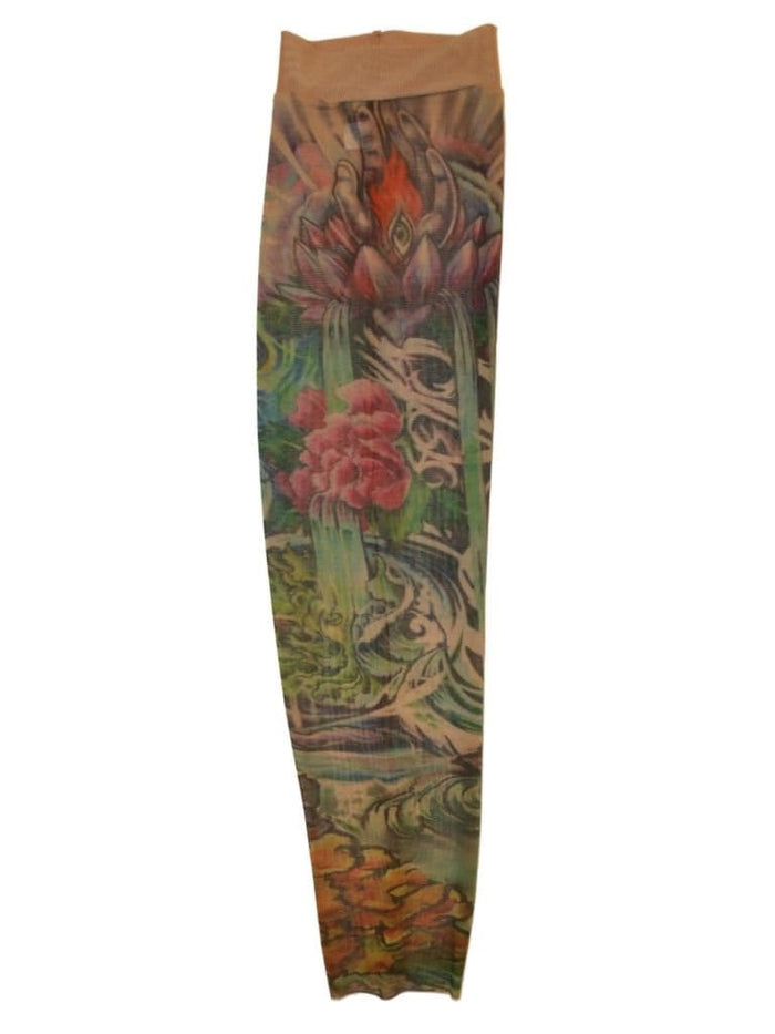 Zen Hamsa Eye Lotus Blue Waterfall Single Tattoo Sleeve