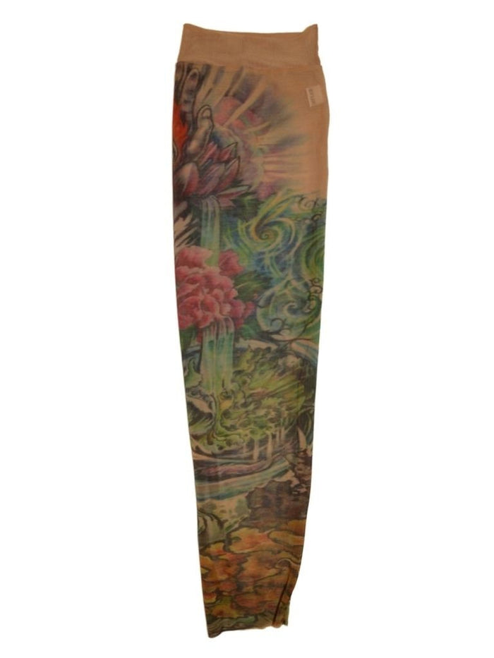 Zen Hamsa Eye Lotus Blue Waterfall Single Tattoo Sleeve