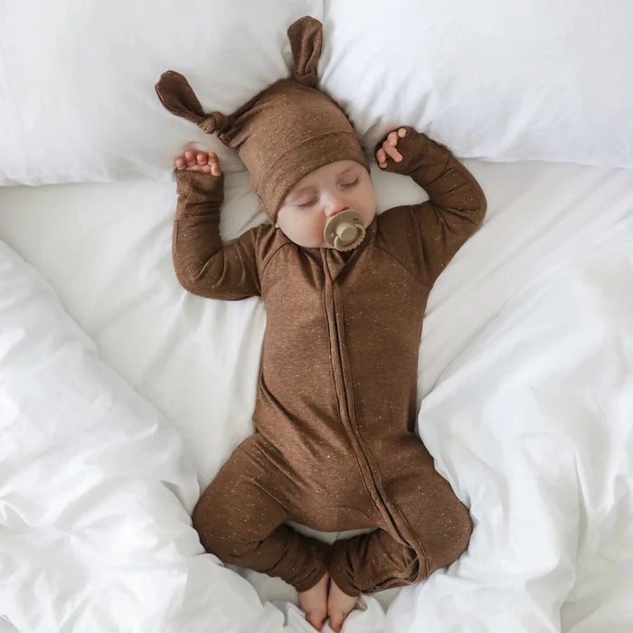Zip Romper - Choc Speckle