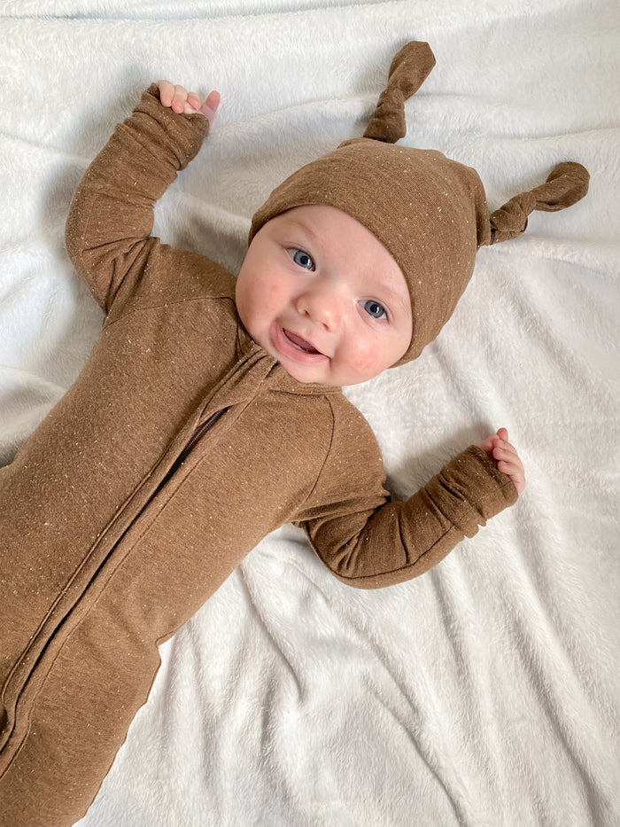 Zip Romper - Choc Speckle