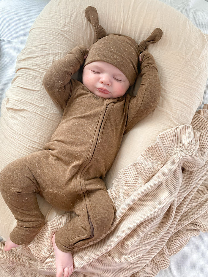 Zip Romper - Choc Speckle